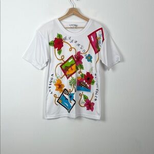 Victoria Harbour St Thomas Beaded Colorful Graphic Women's M Short Sleve T-Shirt